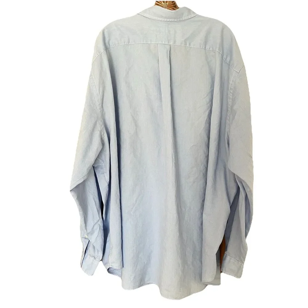 Polo Ralph Lauren Men's Light Blue Oxford Button Down Shirt Pony 4X 4XB Big Tall